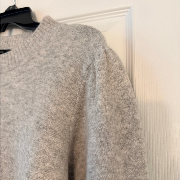 J. Crew Light Gray Crew Neck Sweater with puff sleeve - Picture 3 of 3
